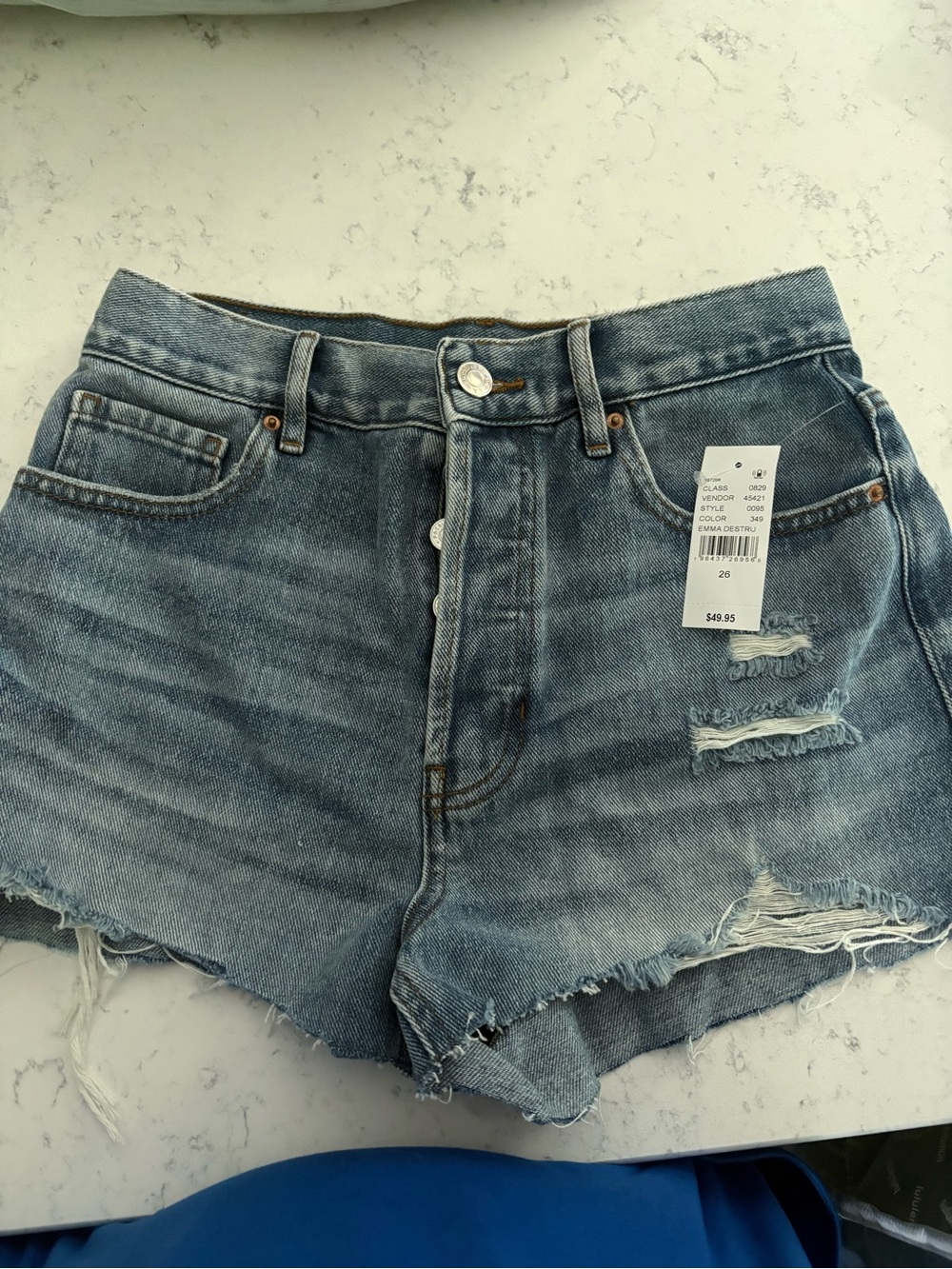 Pacsun High-Rise Distressed Denim Shorts - Light Blue NWT